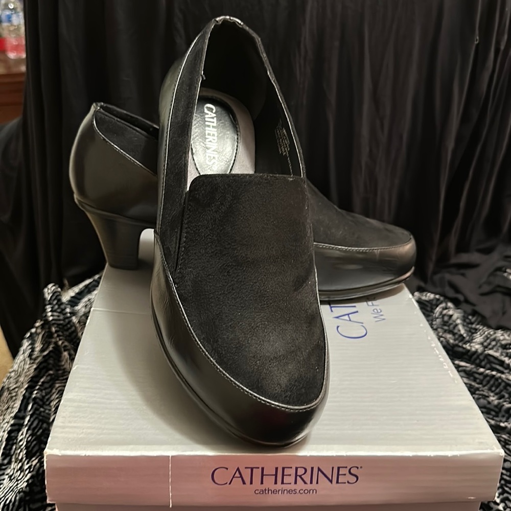 Good souls, ladies dress black suede 10 W (wide)shoes 300049292Catherine’s brand